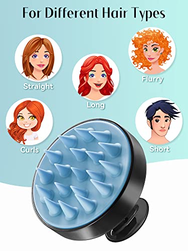 Image of HEETA Scalp Massager Hair Growth, Soft Silicone Scalp Scrubber Shampoo Brush for Exfoliation, Dandruff Removal Head Massage Stress Relax, Wet & Dry Use for Thick Thin Curly Hair Care, Black Blue