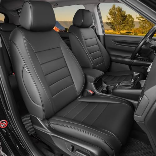 HKZ Fit CRV Car Seat Covers Full Set for Honda CR-V 2023 2024 2025 2026 CRV LX;EX;EX-L;Sport;Touring;Special Edition & Hybrid Model - Leather (Black)