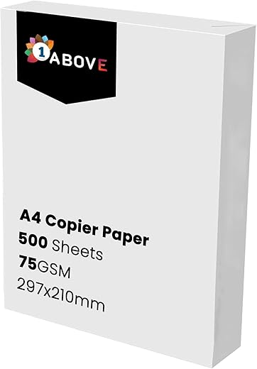 A4 Multi-Purpose Copier and Printer Paper | 75gsm | 500 Sheets | 297mm x 210mm | White Paper for Home or Office, Arts and Crafts Use- 1 Ream