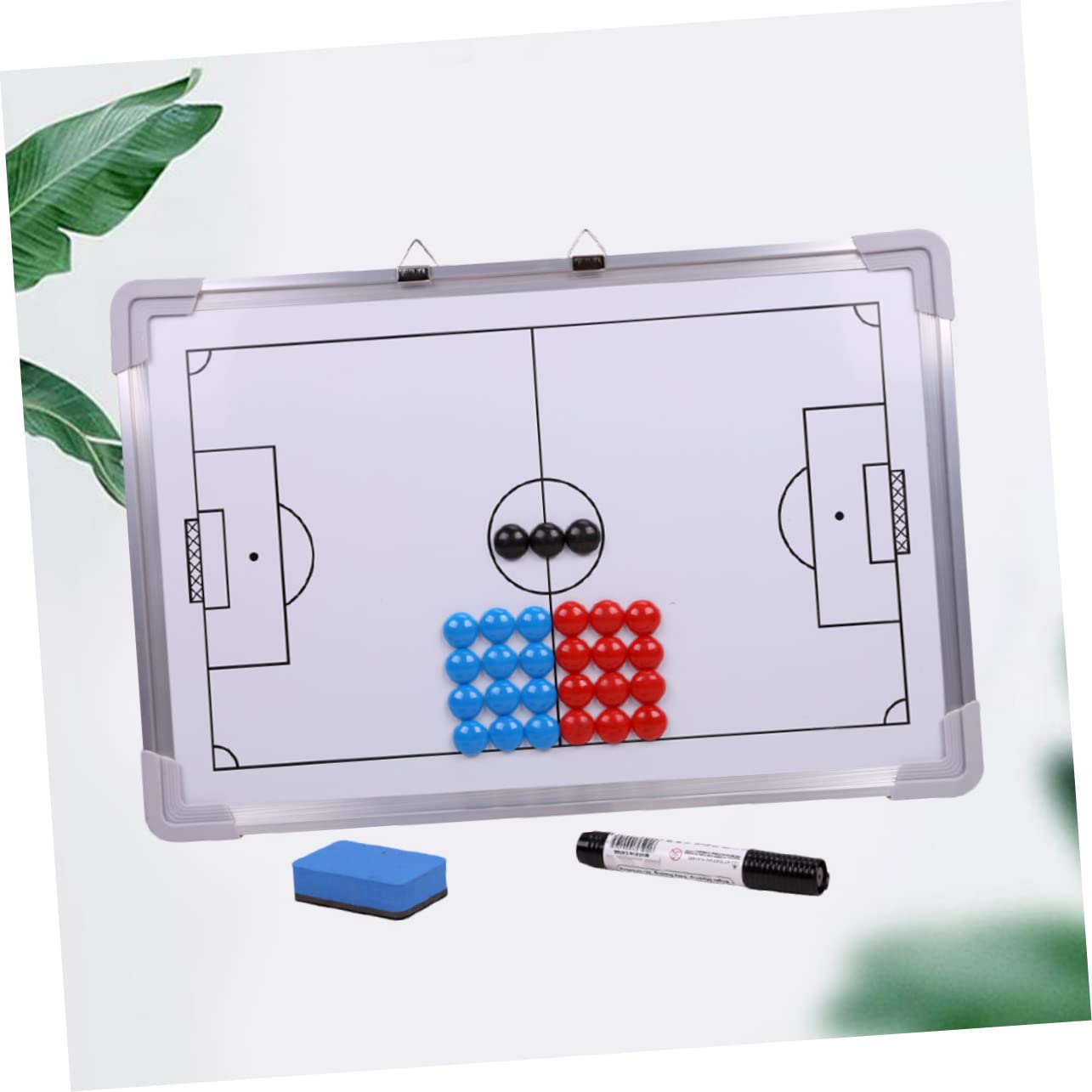 Garneck Magnetic Soccer Aluminum Alloy White 27 Magnets Eraser Marker Portable Football Training Board