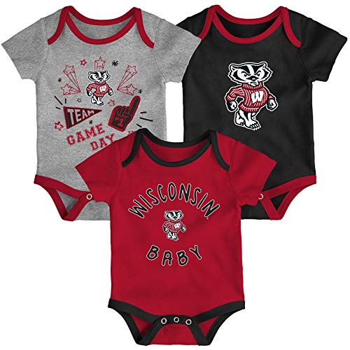 Image of NCAA Wisconsin Badgers Champ Vol II Team Colors 3-Piece Toddler Creeper Set