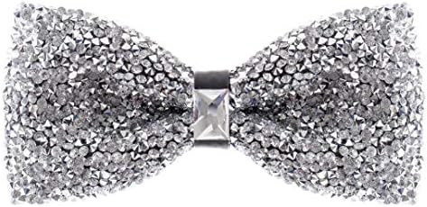 Rhinestone Bow Ties for Men - Pre Tied Sequin Bowties Men with Adjustable Length, Jewel Bow Tie