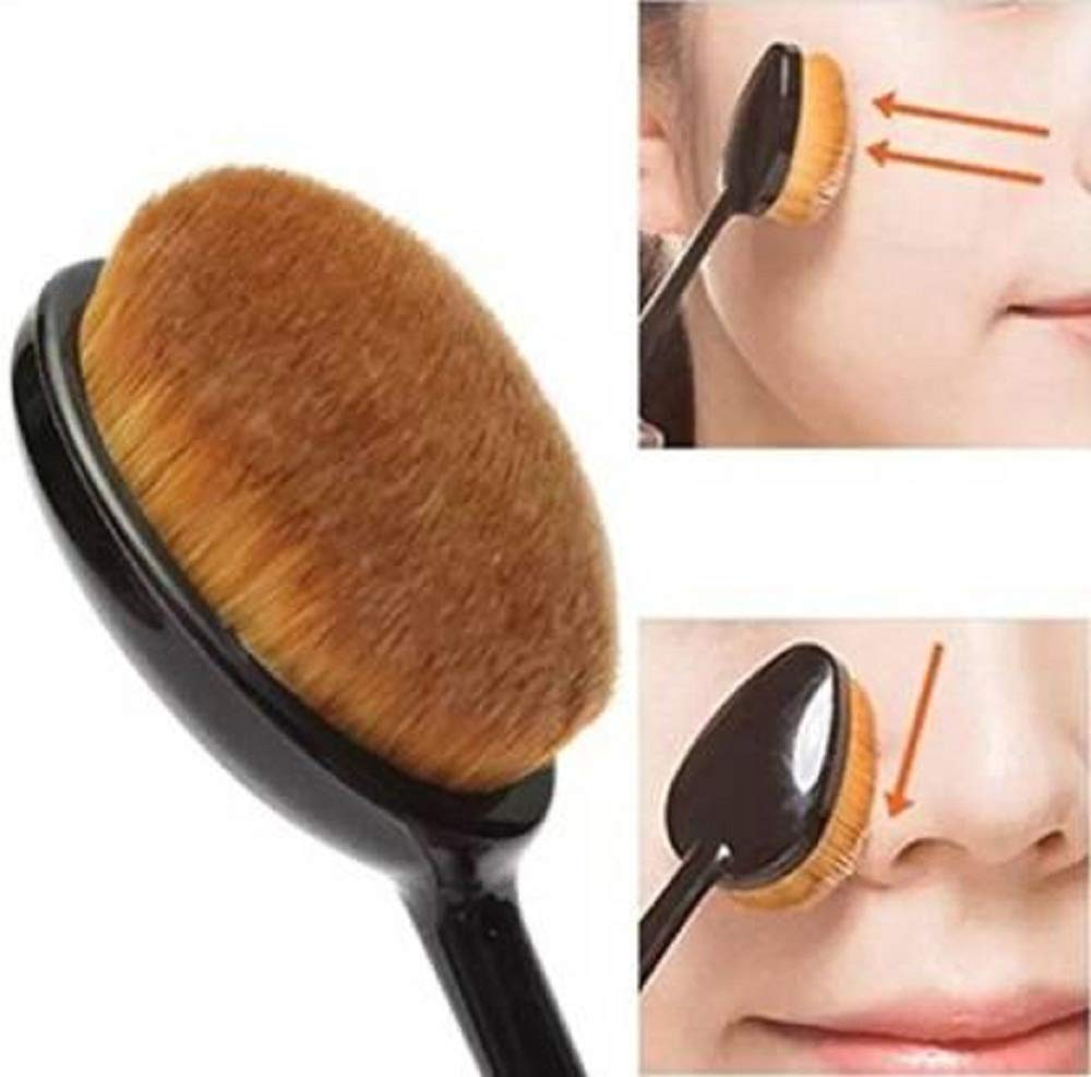 ANGELIE Oval Makeup Brush Set OF 2 Professional Oval Toothbrush Foundation Contour Concealer Eyeliner Blending Cosmetic Brushes Tool (Black 2 Pc) 2