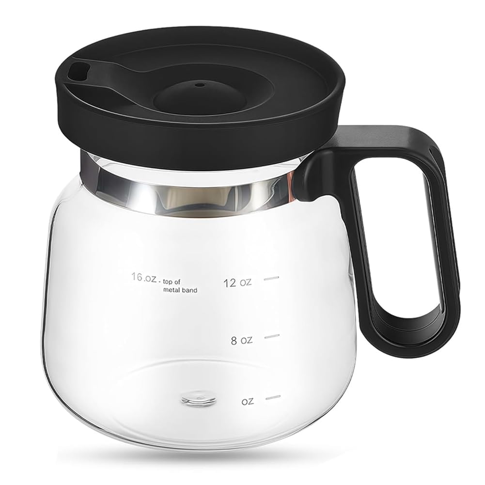 CTRLZS Heatproof Modern Coffee Mugs 16 Oz Glass Coffee Mug Mini Coffee Pot with Spill-Proof Lid, Large Capacity