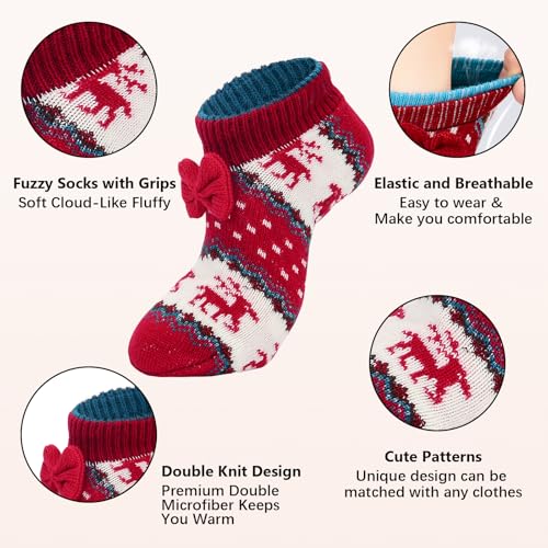 Image of American Trends Slipper Socks for Women Non Slip Christmas Socks Comfy Warm Winter Grippy Socks with Grippers