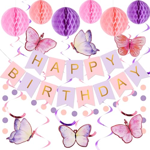meowtastic Birthday Decorations Butterfly Decor No DIY Pre-Strung