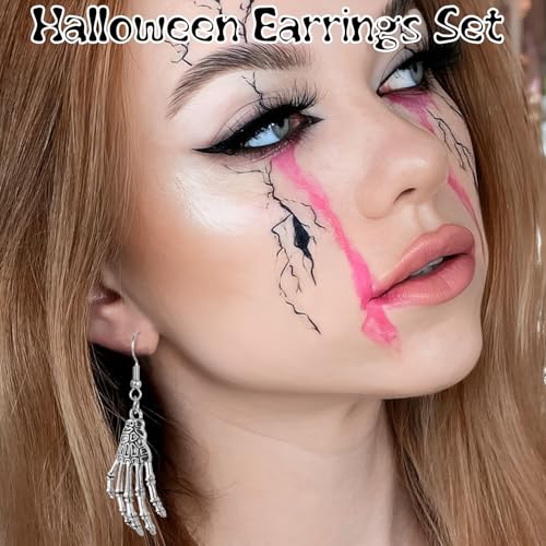 Halloween Earrings Set, Hypoallergenic Spider Web Bat Cat Ghost Dangle Stud Earrings, Halloween Earrings for Women Cute Jewelry Party Gifts4