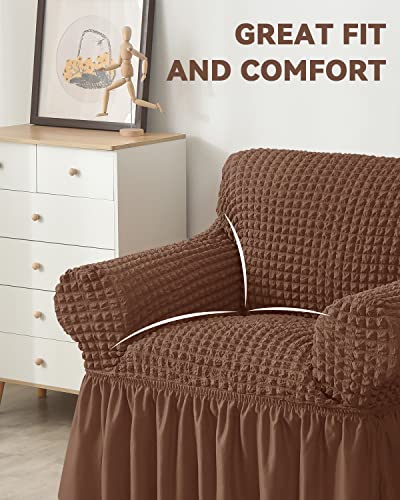Armchair-Slipcover-1-Piece-Couch-Sofa-Cover-with-Skirt-Durable-Washable-High-Elastic-Stretchable-Easy-Fit-Universal-Furniture-Protector-1-Seater-Brown Armchair Slipcover 1 Piece Couch Sofa Cover with Skirt Durable Washable High Elastic Stretchable Easy Fit Universal Furniture Protector 1 Seater Brown