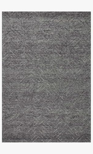 Image of Modern Pattern Wool Carpet with Loop Texture Yarn Anti Shedding Carpet Size 10x14 Feet B5 Dark Grey Color