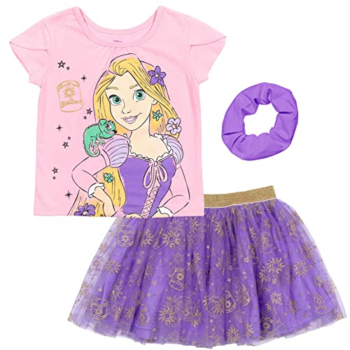 Image of Disney Princess Girls' T-Shirt and Tutu Skirt Set with Scrunchie Toddler to Big Kid