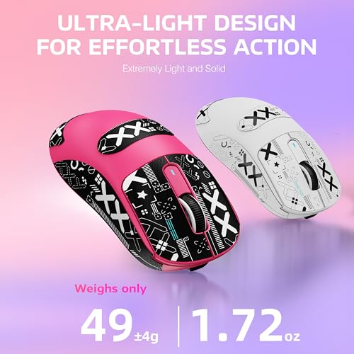 Image of MANBASNAKE x ATTACK SHARK X3 Wireless Gaming Mouse, 49g Lightweight Triple Mode Ergonomic Computer Mouse, PAW3395 26K DPI Sensor,200h Battery Life, Griptape Programmable Buttons for PC /Mac /Win (Berry)