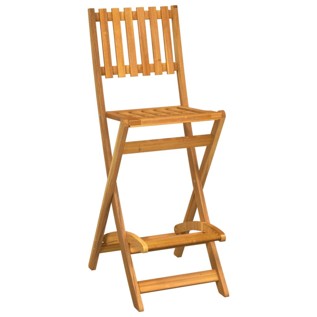 vidaXL Lot de 2 Tabourets de Bar d'Extérieur Pliants, Chaise de Pub, Siège de Bistrot, Meuble de Terrasse Balcon Patio, Bois d'Acacia