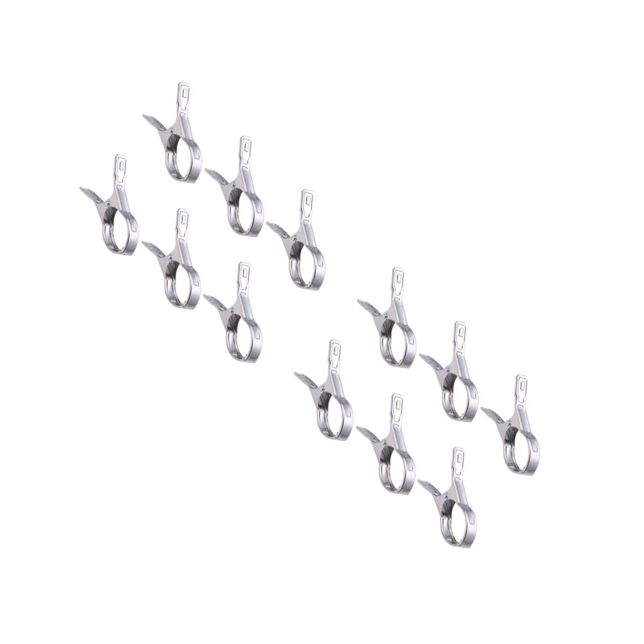 2 Set Molletta Pioli Fermagli Per Asciugare I Vestiti Perni Massa Mollette Appese Spillo Clip Di Fissaggio in Acciaio Inossidabile Clip Di Vestiti Antivento Argento 12 Pezzi*2