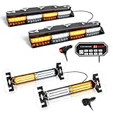HLauto Bundle-2 items: 604N Emergency Dash Strobe Lights, 2x16.8 Amber White Safety Lights + 1002L 40LED Strobe Traffic Advisor Light Bar, 2x10.7 Amber White Warning Flashing Light