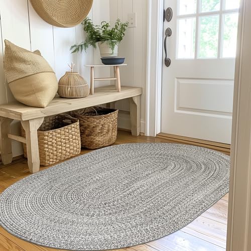 Tapete trenzado gris marfil 4x6 ft Super Area Rugs