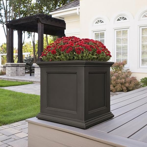 Mayne Fairfield 20-Inch Square Planter – Self-Watering, Weather-Resistant Planter for Flowers – Durable Outdoor Design for Patio, Porch, or Entryway, Espresso by Mayne - Image 5