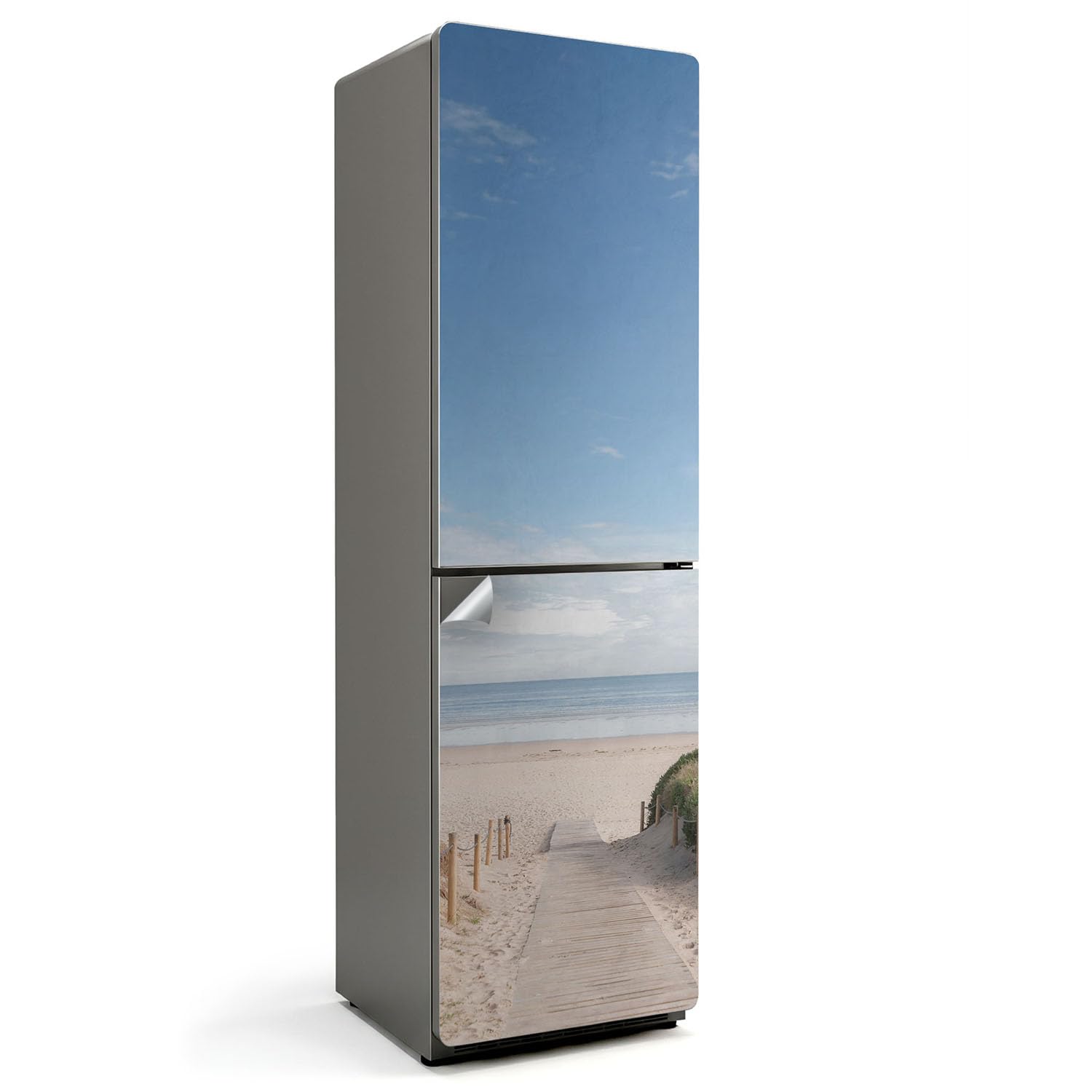 Masquer les rayures de frigo avec l'autocollant pour réfrigérateur 60x205cm plage