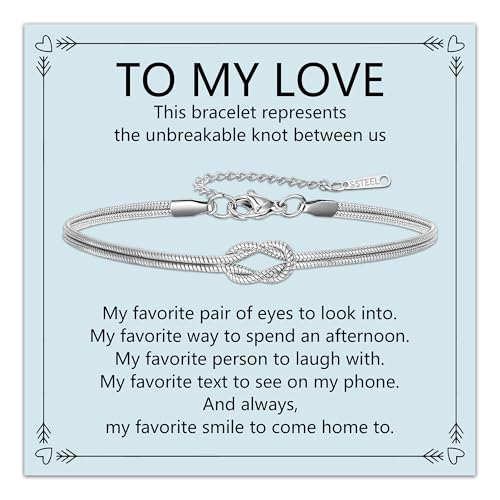 Al Mio Amore Bracciale per Coppia Argento Catena Serpente Gioielli per Fidanzata Fidanzato Moglie Marito Idea Regalo per San Valentino...