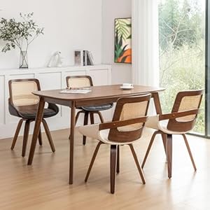 Set of 2 Swivel Rattan Dining Chairs - Walnut Dining Chairs with Bentwood Frame with Ergonomic Cane Back, Curved Arms, MCM Dining Chairs for Kitchen/Conference/Restaurant/Living Room (Walnut Beige) Set of 2 Swivel Rattan Dining Chairs Walnut Dining Chairs with Bentwood Frame with Ergonomic Cane Back Curved Arms MCM Dining Chairs for KitchenConferenceRestaurantLiving Room Walnut Beige