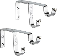 Arena Window Curtain Brackets Rod Rail Bracket Heavy Duty Double Curtain Rod Brackets with Chrome Finish for 1 Inch Rods (CB242) (Pack of 2)