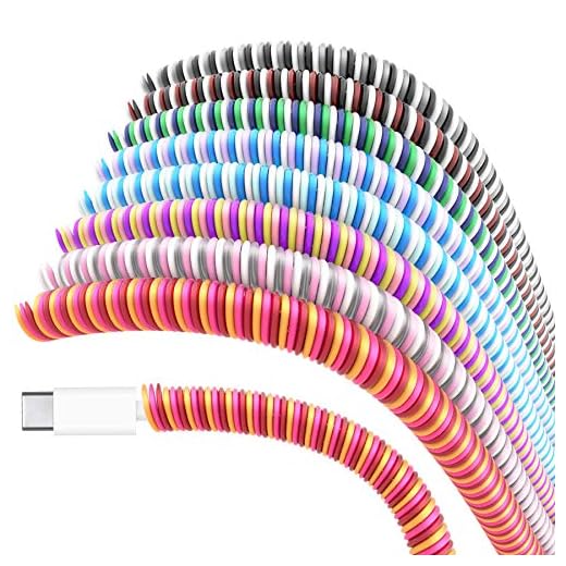 Rancco Protetor de cabo/reparo de fio/protetor de cabo de mastigar para animais de estimação/protetor de fone de ouvido, 8 peças de cabo espiral para alívio de tensão, tubo de enrolamento, capa de cabo de carregamento, cabo USB [1,2 m/pc]