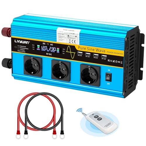 LVYUAN Inversor DC 12V a 220V 230V AC 2500W/ 5000W convertidor de Voltaje