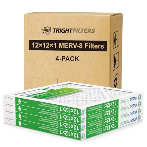 TRIGHTFILTERS 12x12x1 Air Filter 4 Pack, MERV 8 Pleated Dust Defense Air Filters Replacement Air Conditioner HVAC AC Furnace Filter, Durable and Lightweight