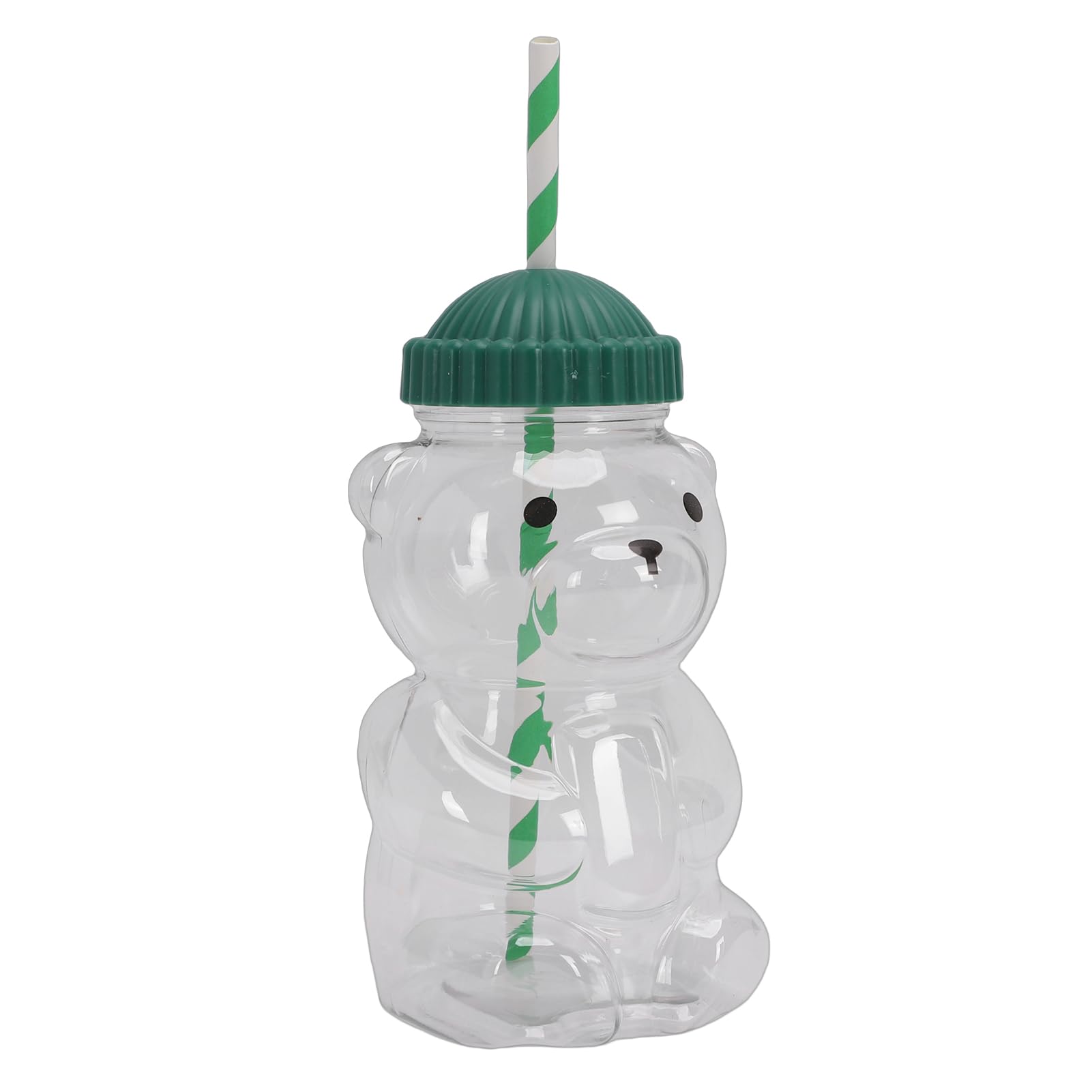 Bärenbecher, Niedlicher 3D-Bärenbecher für Kalte Getränke, Wiederverwendbarer Becher mit Strohhalm und Deckel, 450 Ml, Transparentes PET, Leicht, für Kaffee, Saft, Tee
