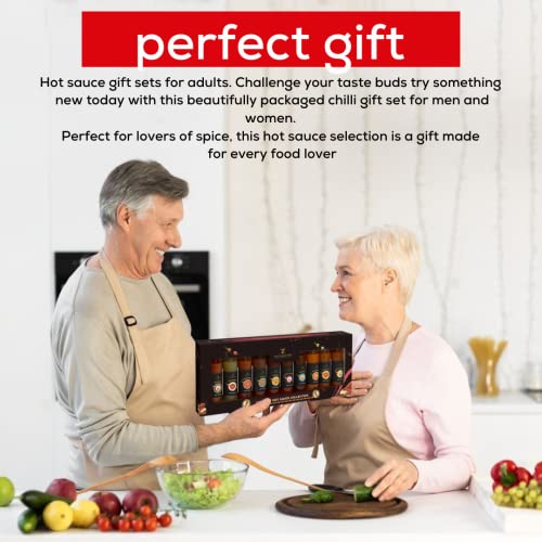 Foto von Hot Sauce Geschenkset – Chili Geschenke für Männer und Frauen 10 Chili Hot Sauce Food Collection Jalapeno Sauce, Habanero Hot Sauce, Scotch Bonnet Sauce – Weihnachtsgeschenke