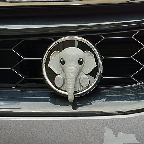 Image of 3D Badge Elephant(Gray), 3-inch Grill Badge, Mini Cooper, Realistic Stylish Detail Love 3D Printing Plastic (PLA) on Acrylic Plate - Works with The Grill Badge Holder (not Included), BE1-Z1
