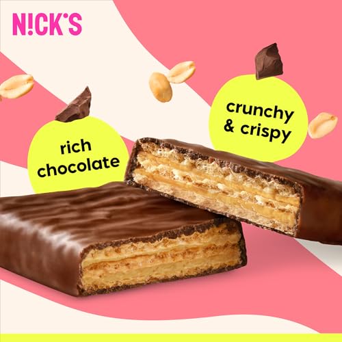 Image of N!CK'S Protein Wafer Bar Peanut Butter | 25% Protein (10g) 204 Calories | Low Carb Biscuits Snack Bar No Added Sugar Gluten free (24 bars x 40g)