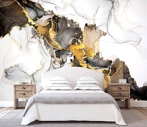 WFBHUA-White and Gold Marble Wallpaper Abstract Art Photo Wall Murals