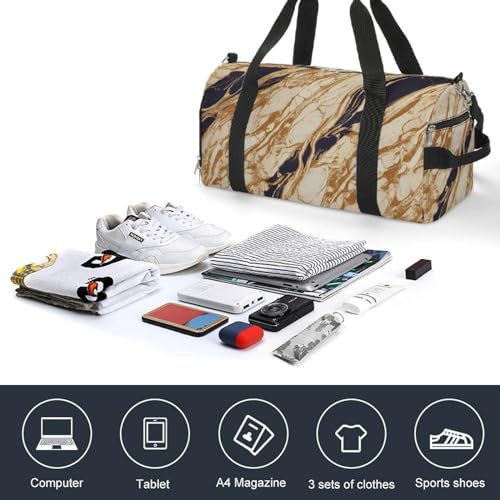 Sac de gym imprimé marbre élégant avec compartiments pratiques - 4
