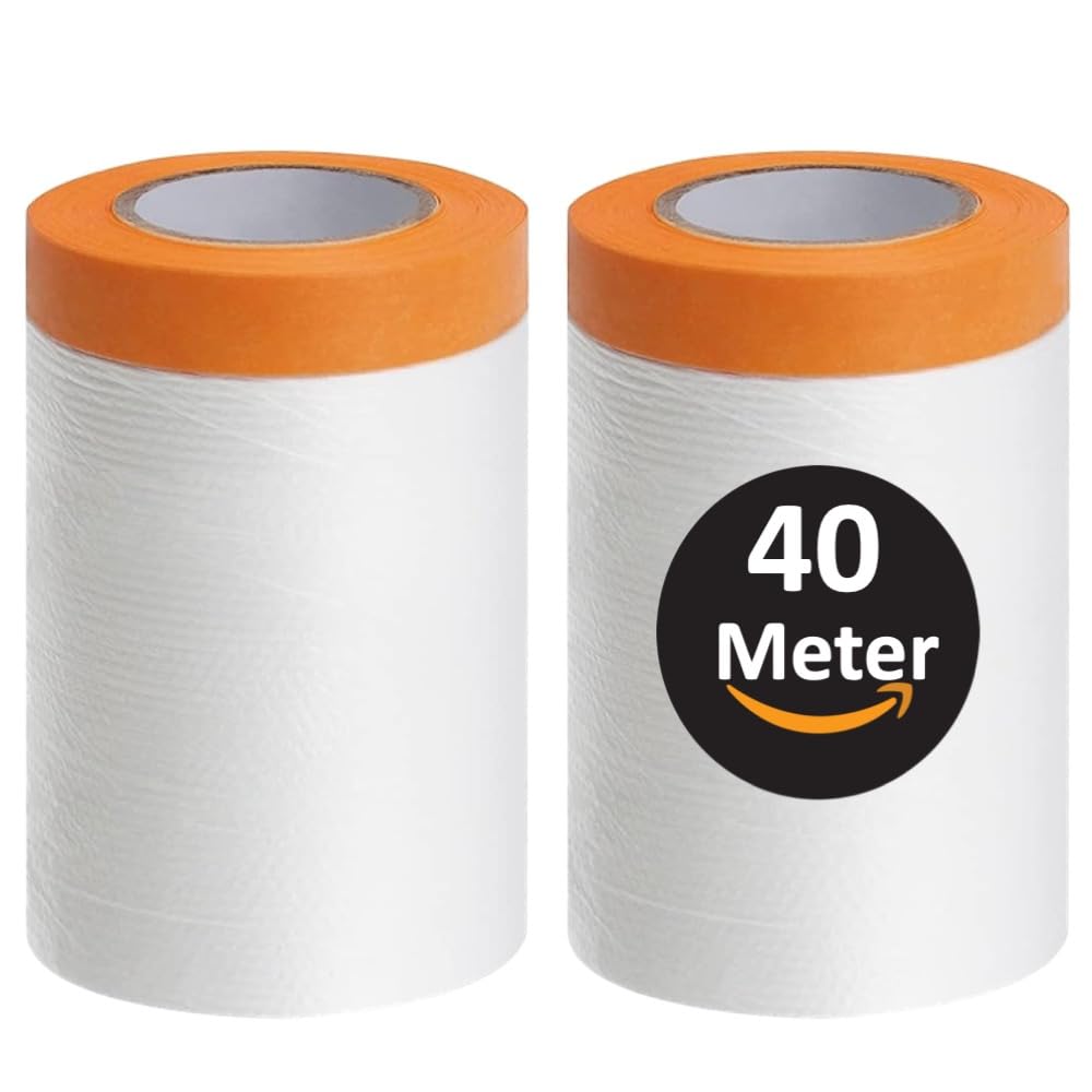 ZWERKZEUG Abdeckfolie mit Klebeband - Maler Abdeckfolie - Goldband Tape- Malerfolien (2 Rollen)
