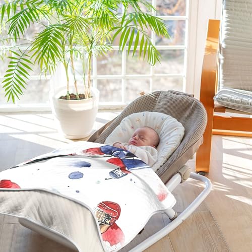 Image of Hockey Player Stick Baby Blankets Soft Warm Crib Stroller Blanket for Toddler Newborn Girls Boys 30x40in