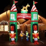 DR.DUDU Arco inflable de Navidad de 9 pies con soldado, castillo de arco de Feliz Navidad, decoración inflable con luces LED integradas, decoración de Navidad al aire libre para patio, jardín, césped