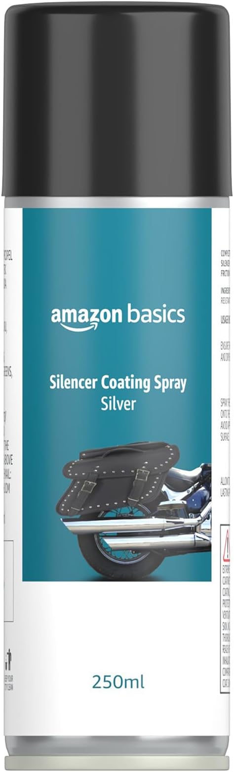 Amazon Basics Heat-Resistant Silencer Coating Spray for Silver Silencer | Rust-Proof | Friction Fighter | Easy Application (250ml)