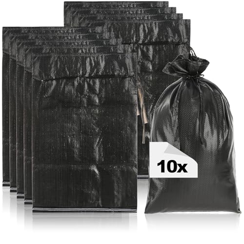 COM-FOUR® 10x Sacos de arena de hasta 20 kg - Bolsa de PP de primera calidad con correa de sujeción (negro - 10 piezas - hasta 20 kg)