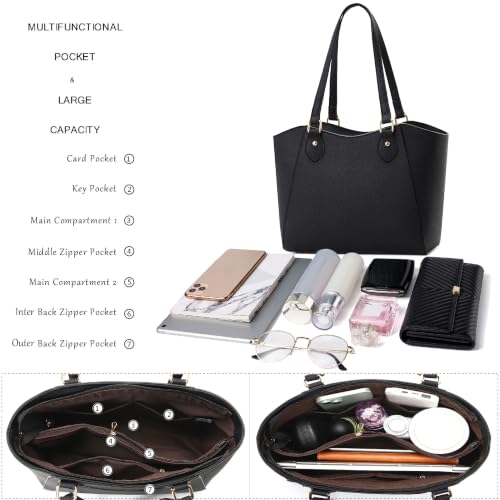 Image of CHICAROUSAL Tote Handbags Purses for Women PU Leather Womens Shoulder Bag | Large Tote Bag for Women, Shoulder Purse, Vegan Leather Purses for Women, Women's Handbags
