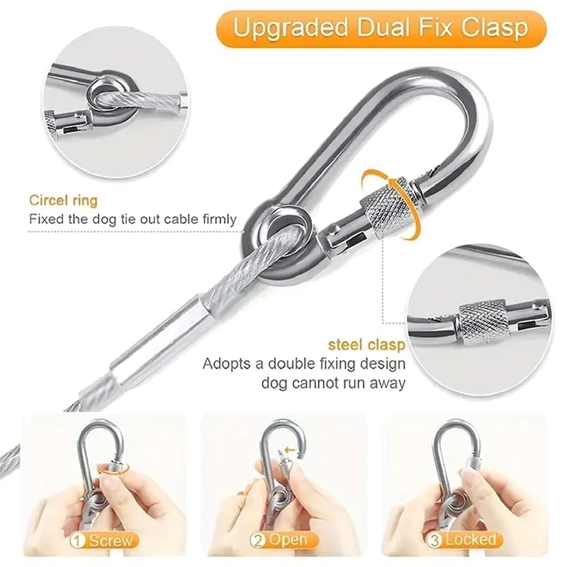 Image of Heavy Duty Stainless Steel Clothesline with Locking Carabiner Hooks, Rust Resistant Braided Laundry Drying Rope for Balcony, Bathroom, Camping, Travel, Dormitory & Home Use (10 Miter)
