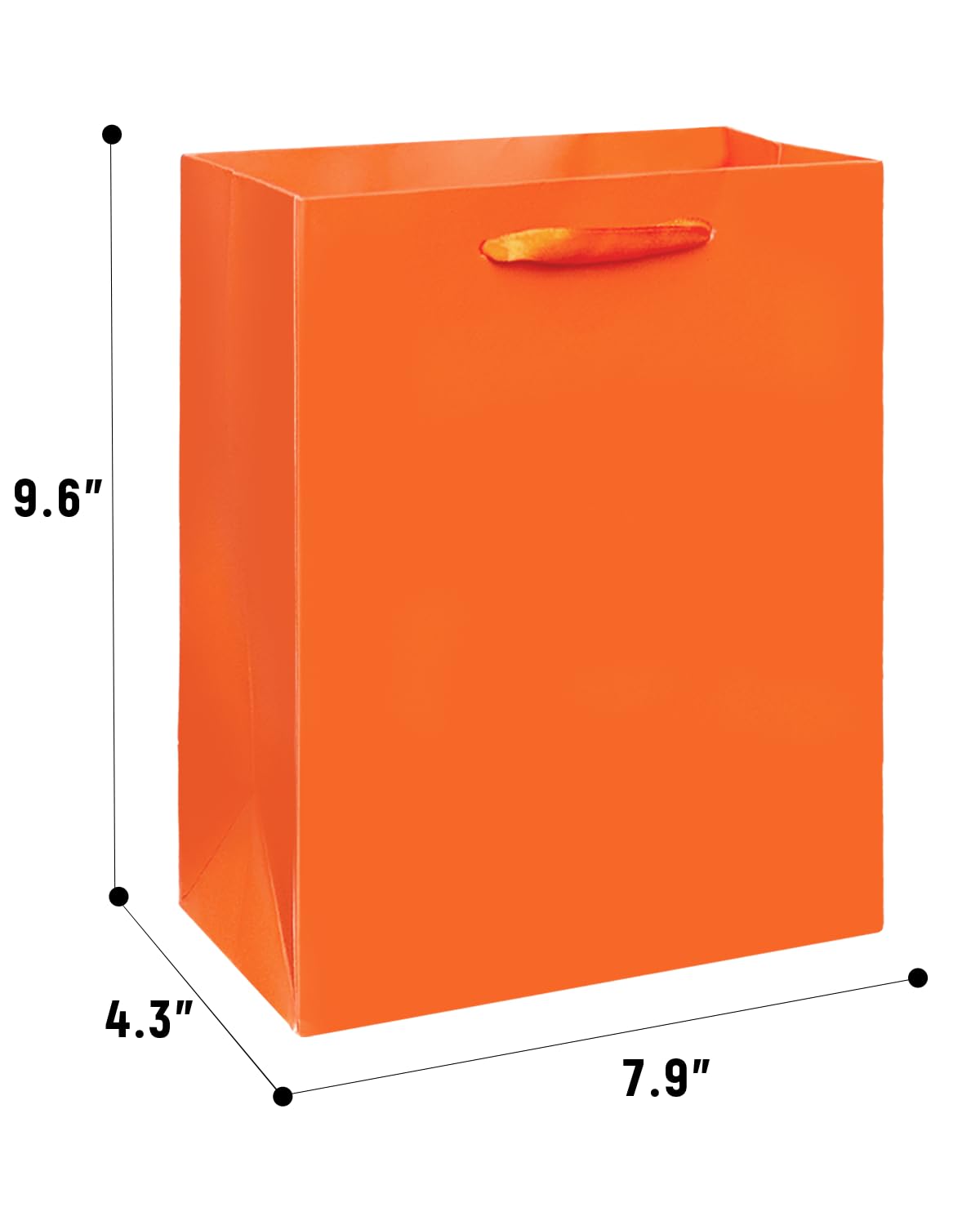 Gcardist Bright Orange Gift Bags with Tissue Paper for Wedding, Birthday, Party Supplies-7.9"x4.3"x9.6" Medium Size Cardboard Gift Bags（5pcs Bags + Tissue Paper ）