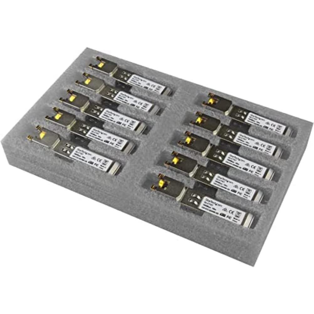 StarTech.com Cisco GLC-T Compatible SFP Module (10 Pack) - 1000BASE-T - SFP to RJ45 Cat6/Cat5e - 1GE Gigabit Ethernet SFP - RJ-45 100m - Cisco Firepower, ASR920, IE2000 (GLCT10PKST),Silver