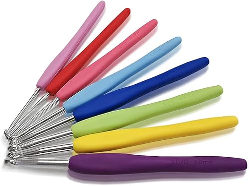 8 ganchos de ganchillo de 0.098-0.236 in, asas de color, cabeza de aluminio para principiantes y amantes experimentados del ganchillo, para guantes