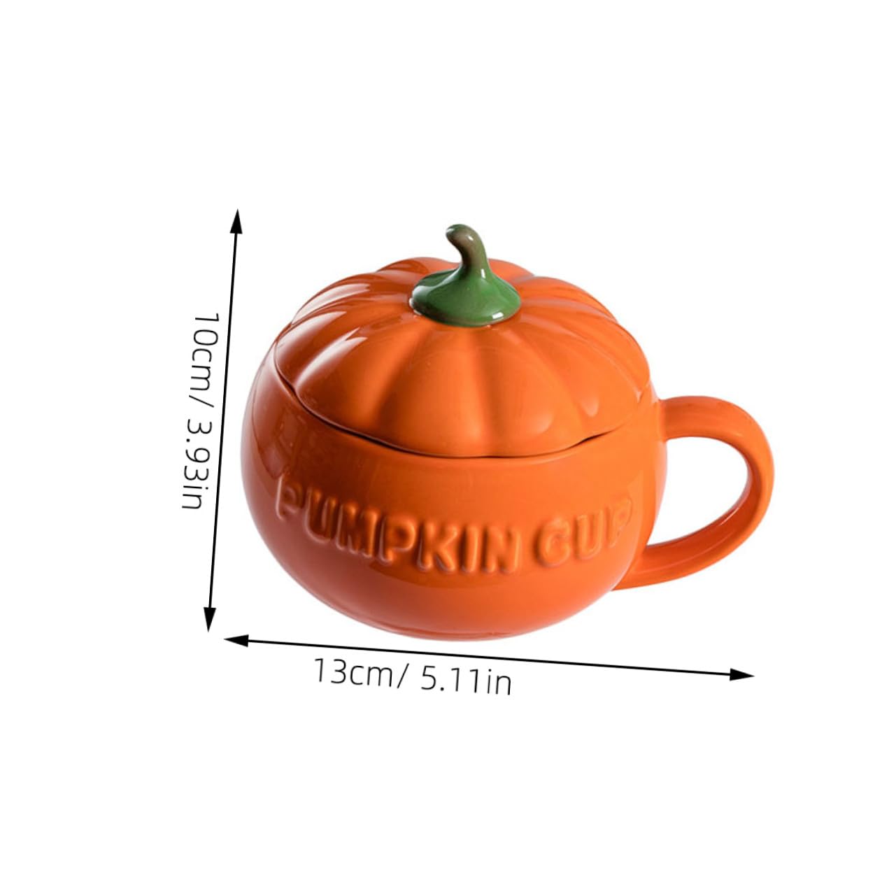DOITOOL Kreativer Kürbisbecher aus Keramik mit Löffel, Orange Klein