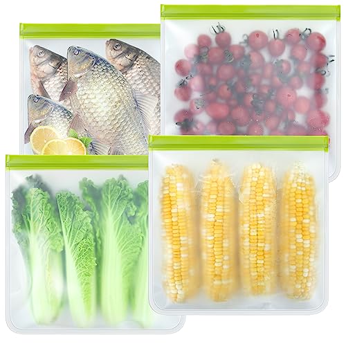 4 Pack Reusable Silicone Gallon Freezer Bags