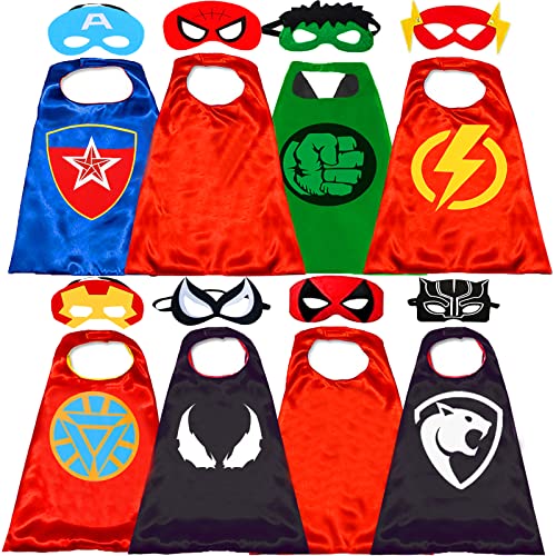 Superhero Capes and Masks for Kids Halloween Cosplay Double Side Capes Superhero Toy Kids Best Gifts Yellow 