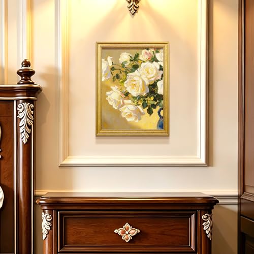 Image of upsimples 9x12 Picture Frame, Vintage Frames Decor, 1Pack Gold | Fit 6x8 and 9 x 12 Photo, Wall or Tabletop Display, Antique-style Decoration, Rustic Farmhouse Decor, For Weddings