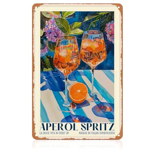 Aperol Spritz Blechschild, Aperol Deko Retro Bar Schild, Cocktail Rezept Wandschild, Metall Bar Deko...