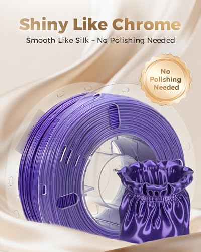 Image of VOXELAB Silk+ PLA Filament 1.75mm, Shiny Chrome-Like Finish with Enhanced Layer Adhesion, 1kg (2.2lbs) for Most FDM 3D Printers, Smooth & Flawless Printing(Purple)