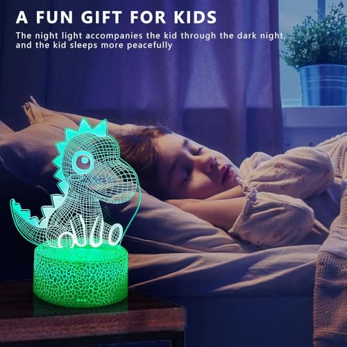 Lámpara de mesa de noche LED 3D dinosaurio con control miniatura 3